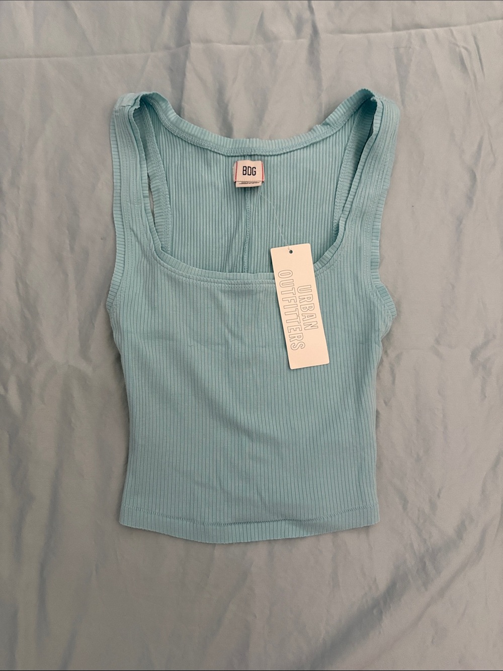 Urban Outfitters BDG Ribbed Square-Neck Tank Top - Light Blue